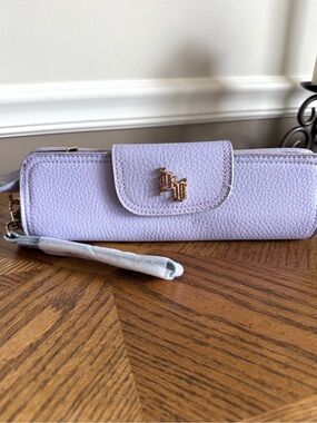 Versace Profumi Lilac Wristlet  makeup brush cosmetic case with Gold Accent